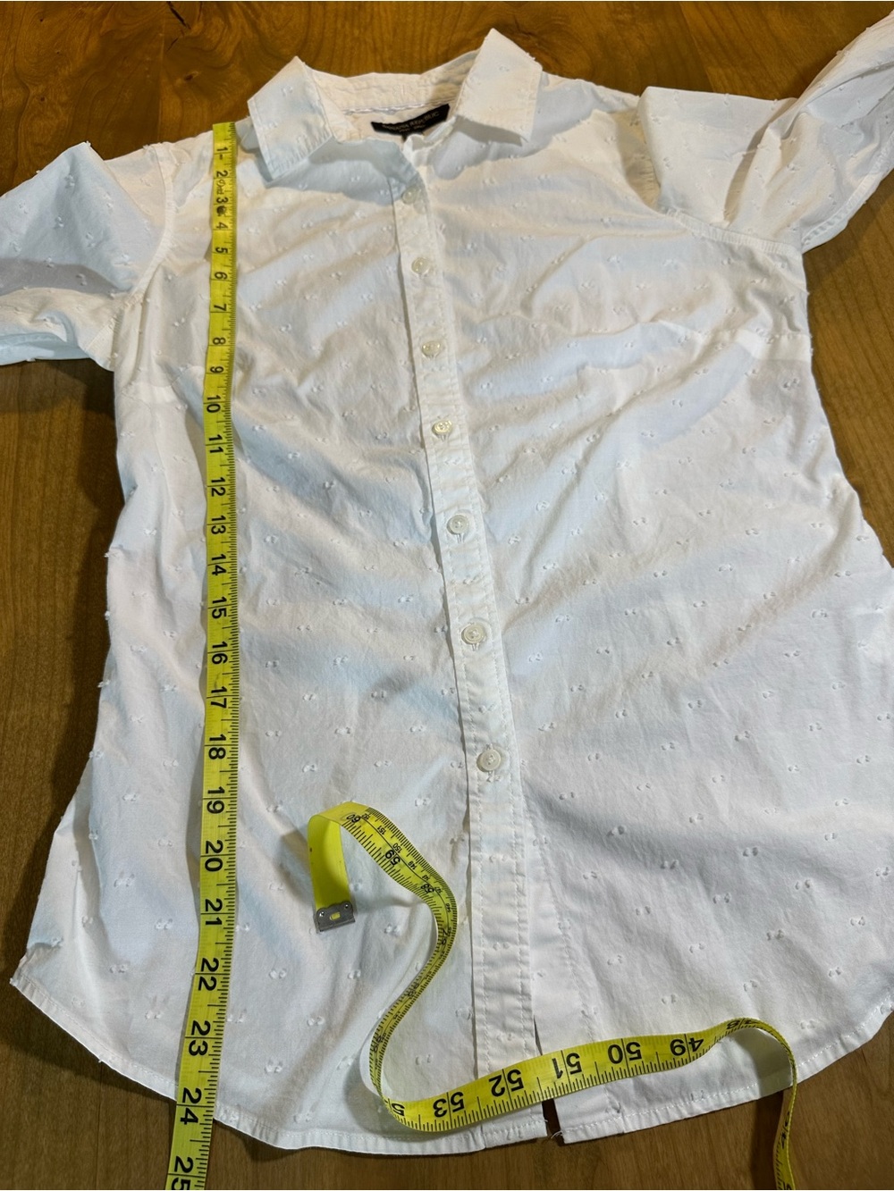 Banana Republic Riley Shirt White Swiss Dot Button Front Stretch Cotton 2 - Picture 7 of 12